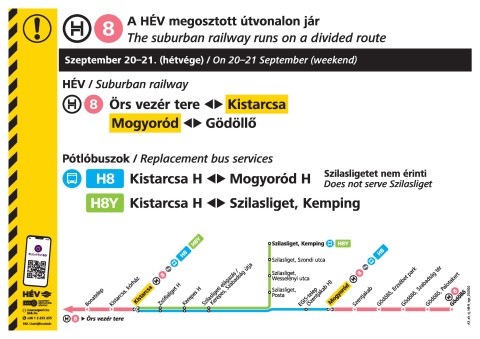 A H8-as HÉV megosztott útvonalon jár szeptember 20-án és 21-én