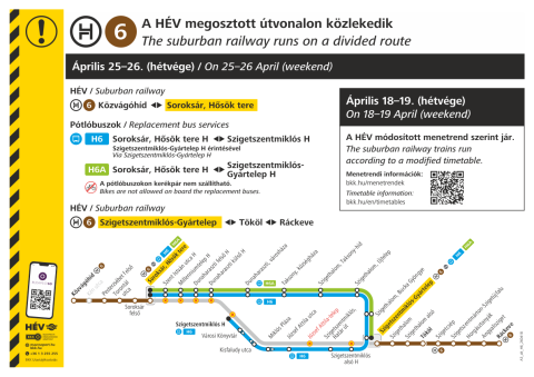 Változások a H6-os HÉV közlekedésében áprilisban
