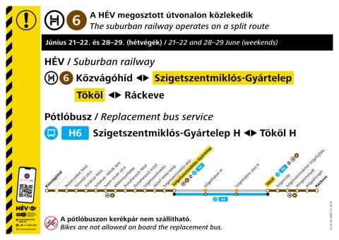 A H6-os HÉV megosztott útvonalon jár kettő júniusi hétvégén