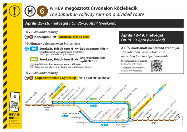 Változások a H6-os HÉV közlekedésében áprilisban Változások a H6-os HÉV közlekedésében áprilisban
