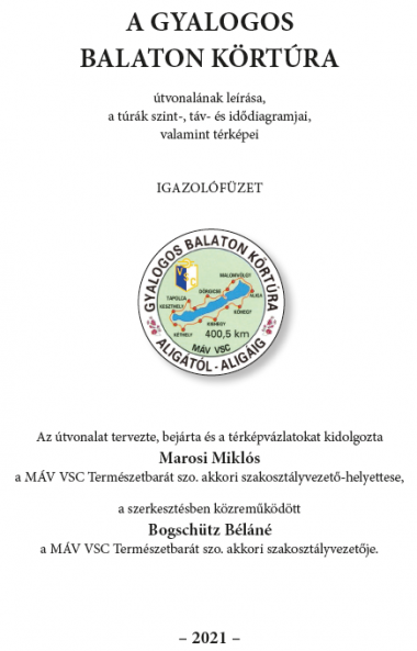 A Gyalogos Balaton Körtúra igazolófüzet 2021. évi 4. kiadásának egy részlete