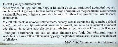 Gyalogos Balaton Körtúra mozgalom - Ajánlás