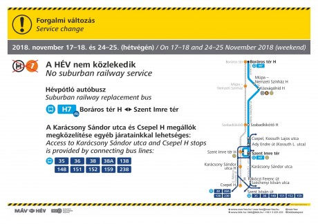 Nem közlekedik a H7-es HÉV két novemberi hétvégén