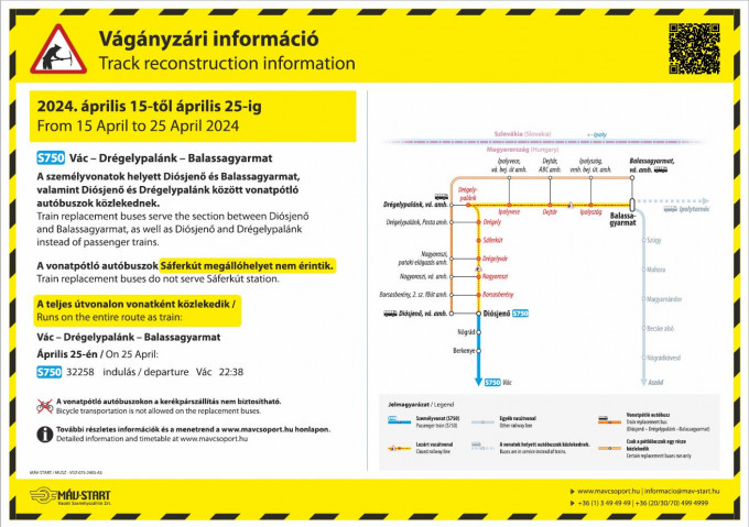 Az S750-es vonatok pótlási rendje a második ütemben 04.15.-04.25.