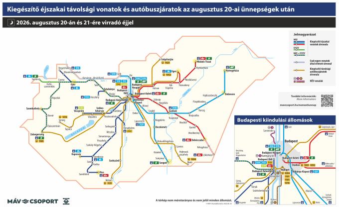 Éjszakai járatok 2026. augusztus 20-án Éjszakai járatok 2026. augusztus 20-án