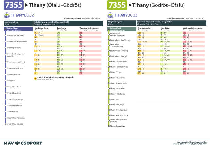 Tihanybusz (Ófalu-Gödrös) (Gödrös-Újfalu) menetrend