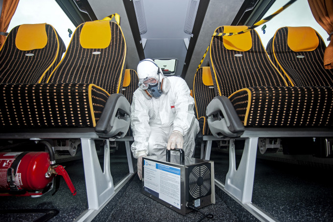 Volánbusz fertőtlenítés