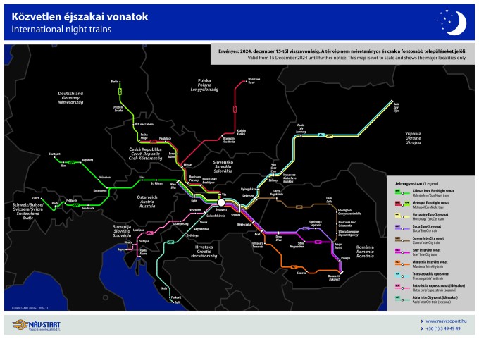 MÁV - éjszakai hálózat térképe
