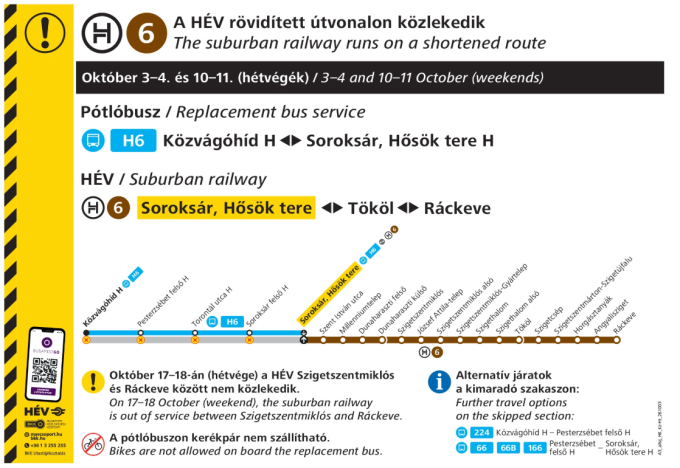 H6-os HÉV pótlóbusz 2026. október első felében H6-os HÉV pótlóbusz 2026. október első felében