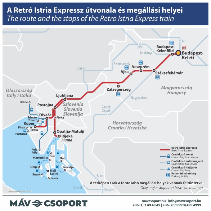 Retró Istria Expresszvonat útvonala