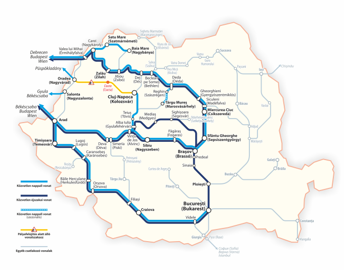 Románia vasúthálózati térképe Románia vasúthálózati térképe