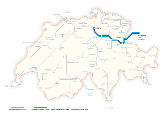 Svájc vasúthálózati térképe
