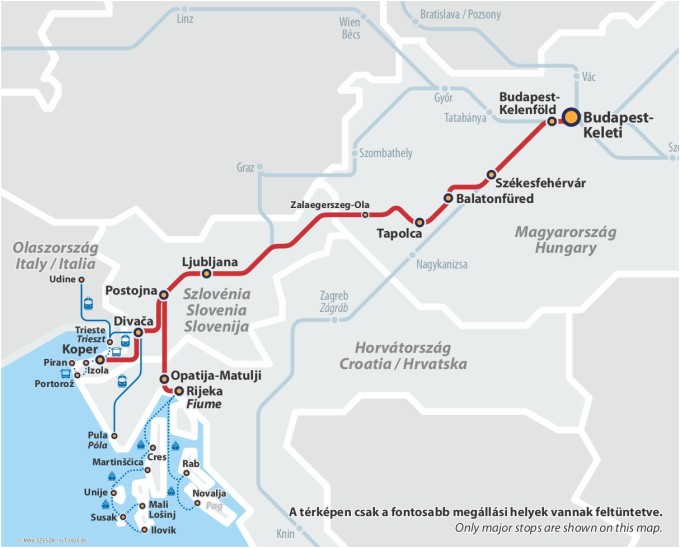Retró Istria expresszvonat útvonala