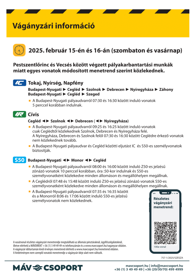 Ceglédi fővonal változásai 