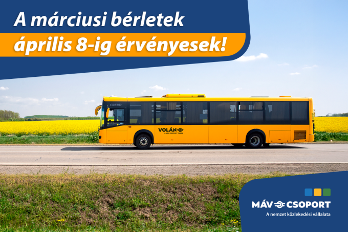 Húsvéti segítség az utazóknak: A megszokottnál tovább, április 8-ig érvényesek a márciusi helyi és helyközi autóbuszbérletek!
