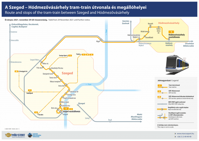 Tram-train vonalhálózati térkép Tram-train vonalhálózati térkép