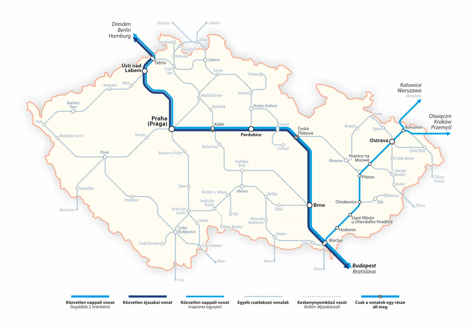 Csehország vasúti térképe
