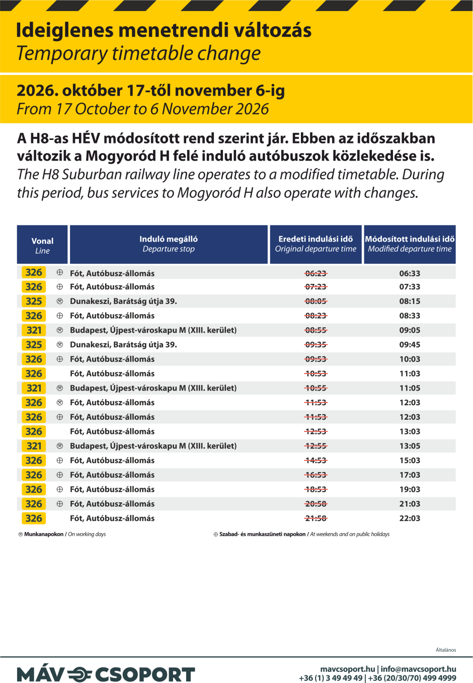 Október 17-étől november 6-áig változik az autóbuszok közlekedése