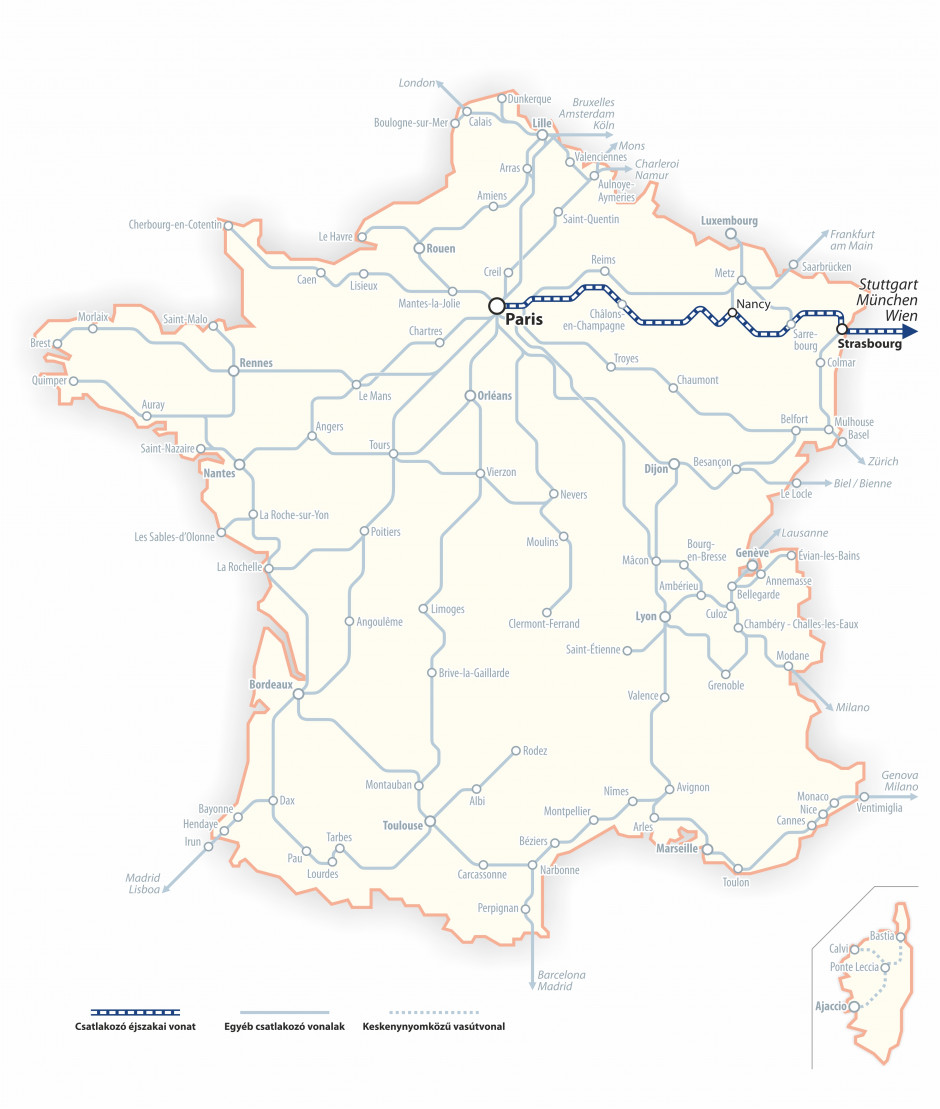 Franciaország vasúthálózati térképe