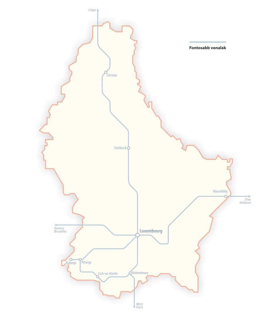 Luxemburg vasúthálózati térképe