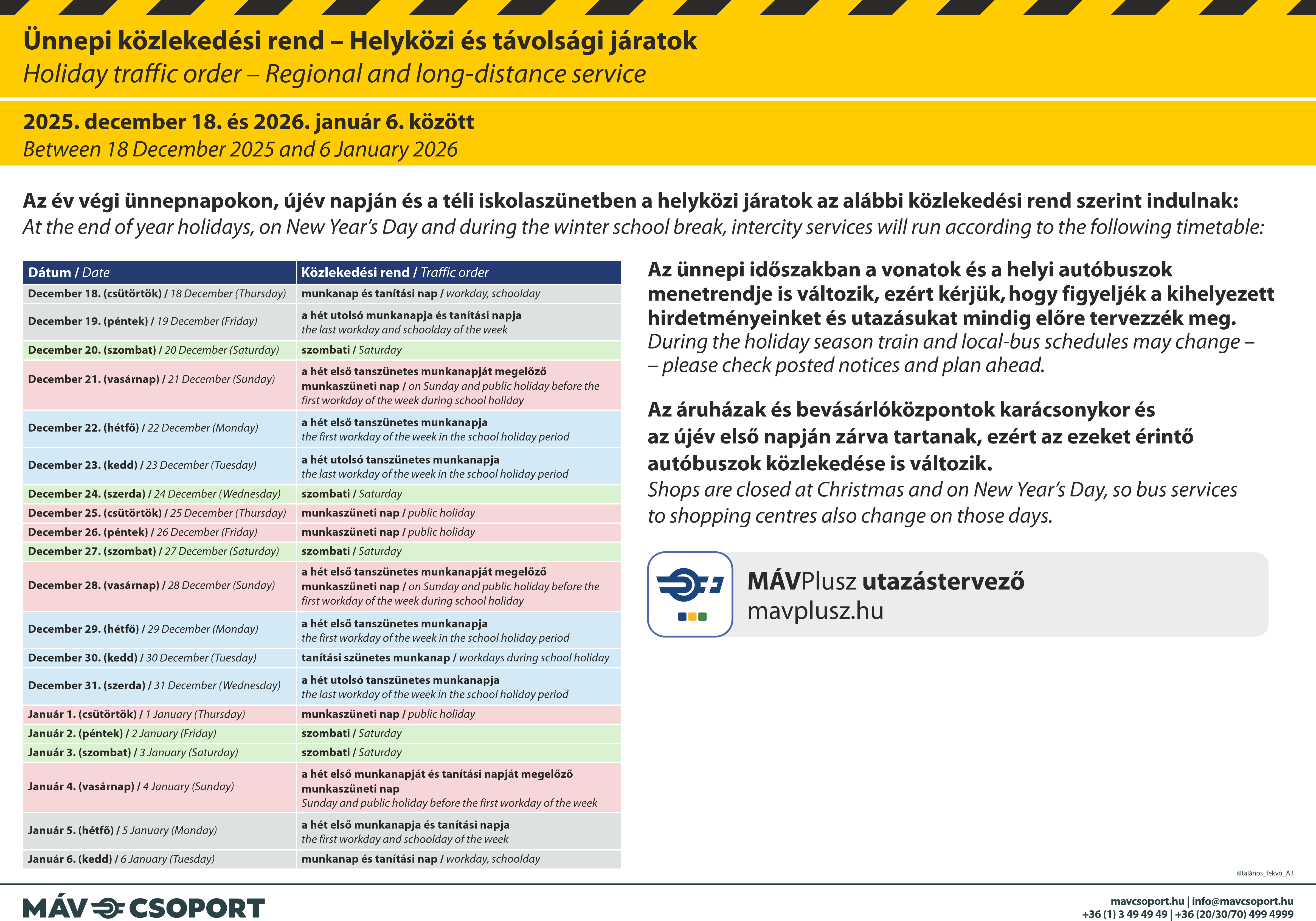 Év végi autóbuszos közlekedési rend