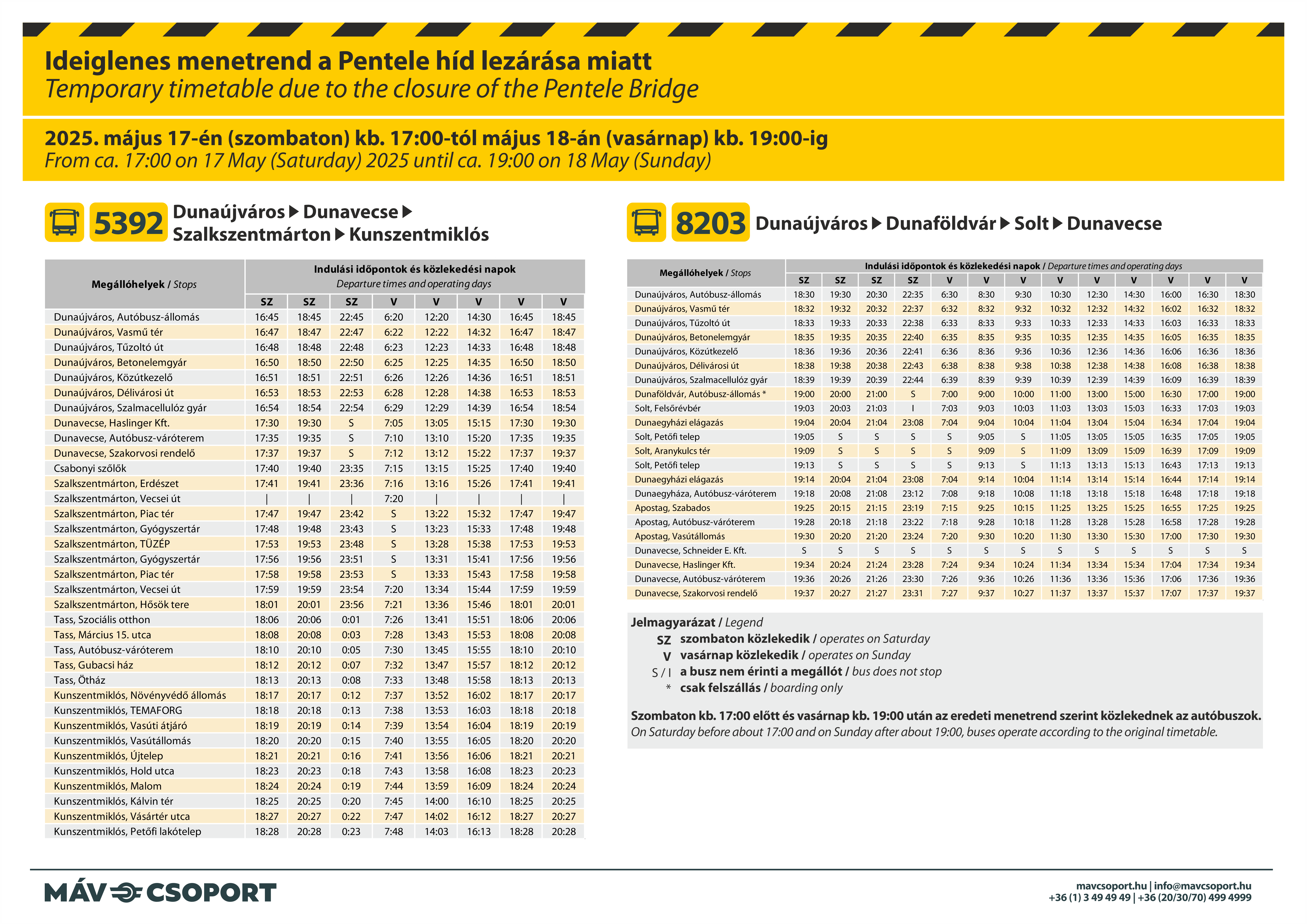 menetrend_5392_es_8203_Kunszentmiklos_Dunavecse fele_