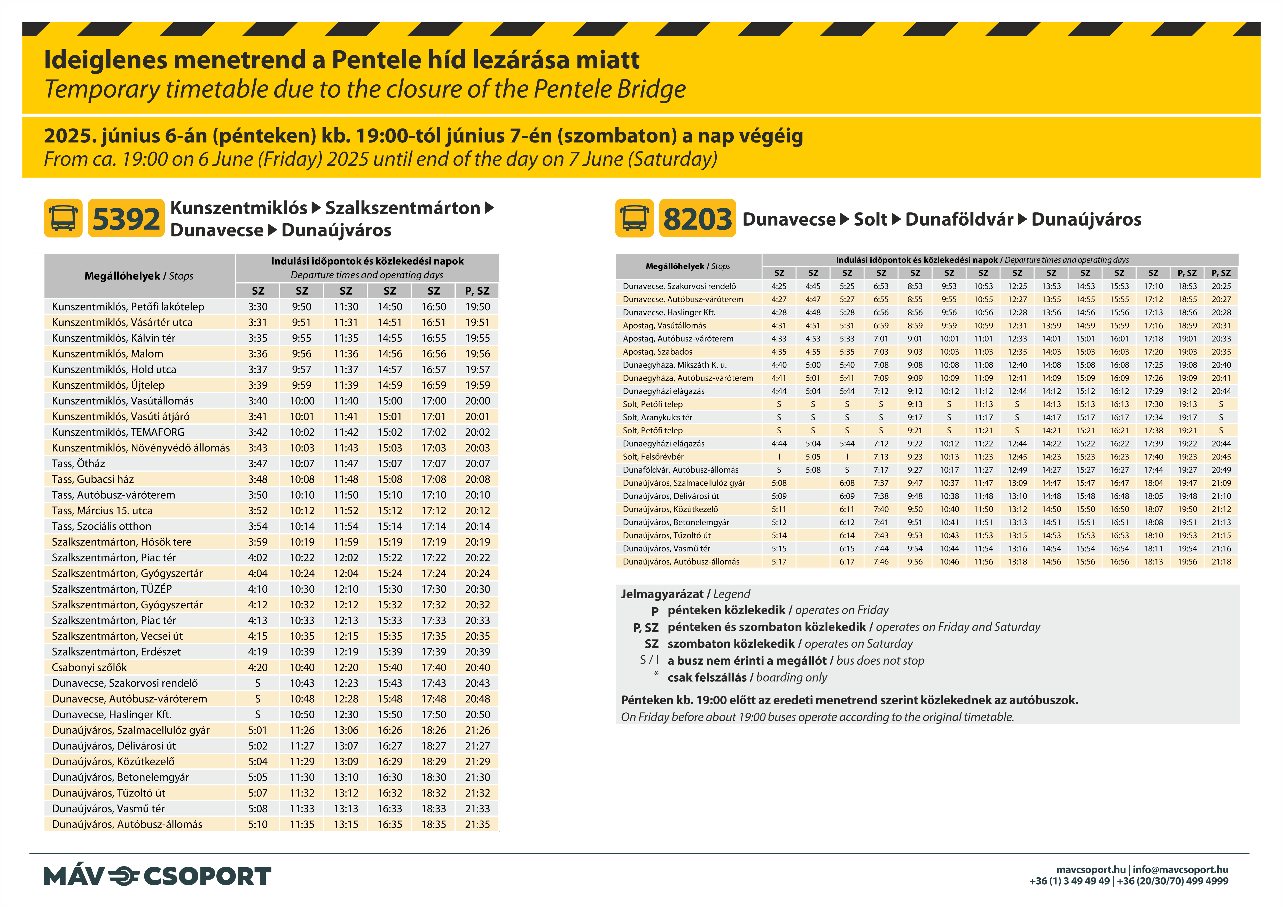 menetrend_5392_es_8203_kozos_megalloiba_2_xxx-fszr-2025-da_forgalmi_valtozas_pentele_hid_lezarasa_250606-07