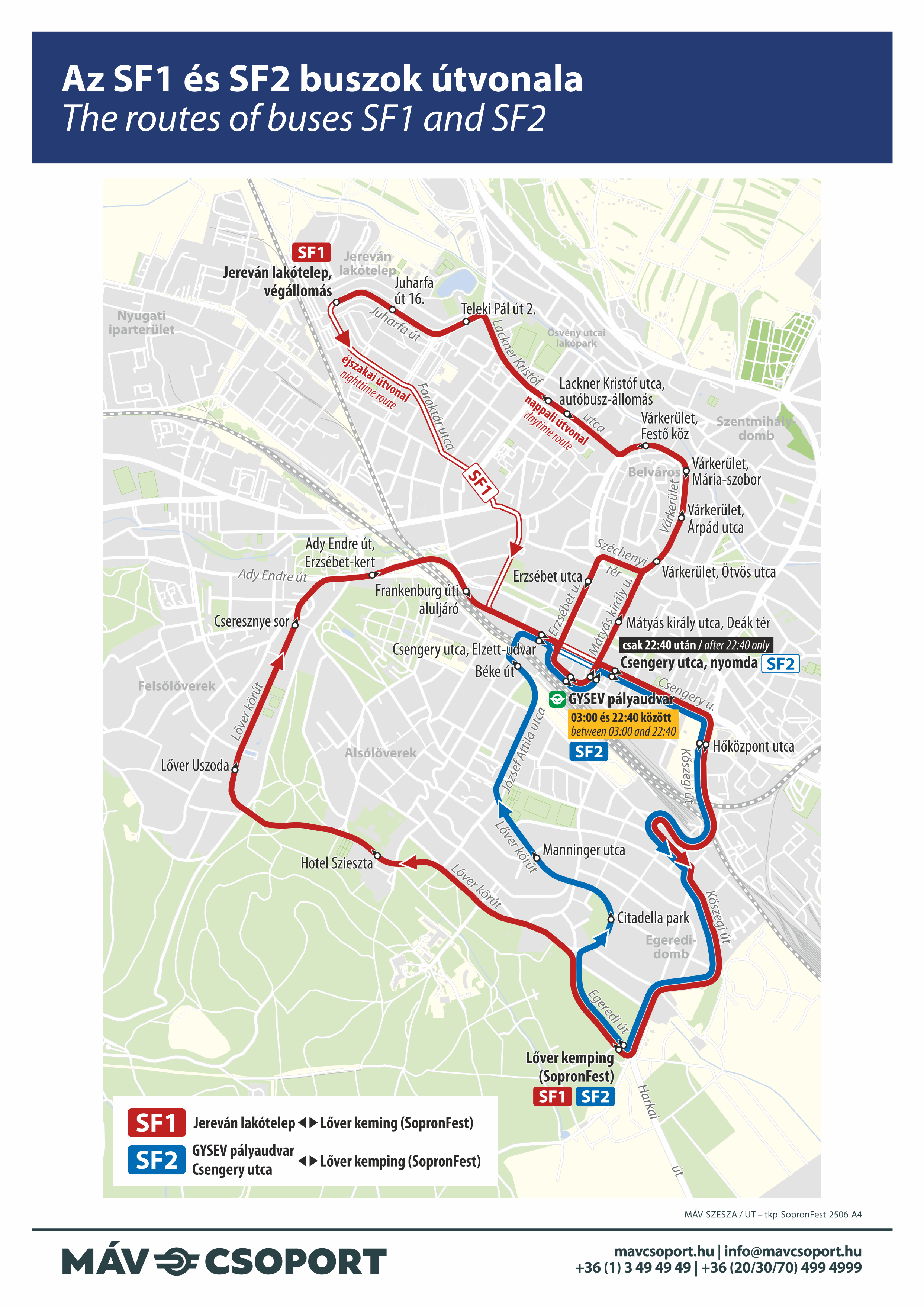 Térkép az SF1 és SF2 buszok útvonaláról. Térkép az SF1 és SF2 buszok útvonaláról.