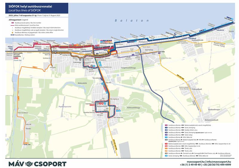 A Siófok, Szőlőhegy út térségében végzett munkálatok miatt 2025. július 7-től (hétfőtől) augusztus 31-ig (vasárnapig) terelt útvonalon közlekednek a helyi autóbuszok