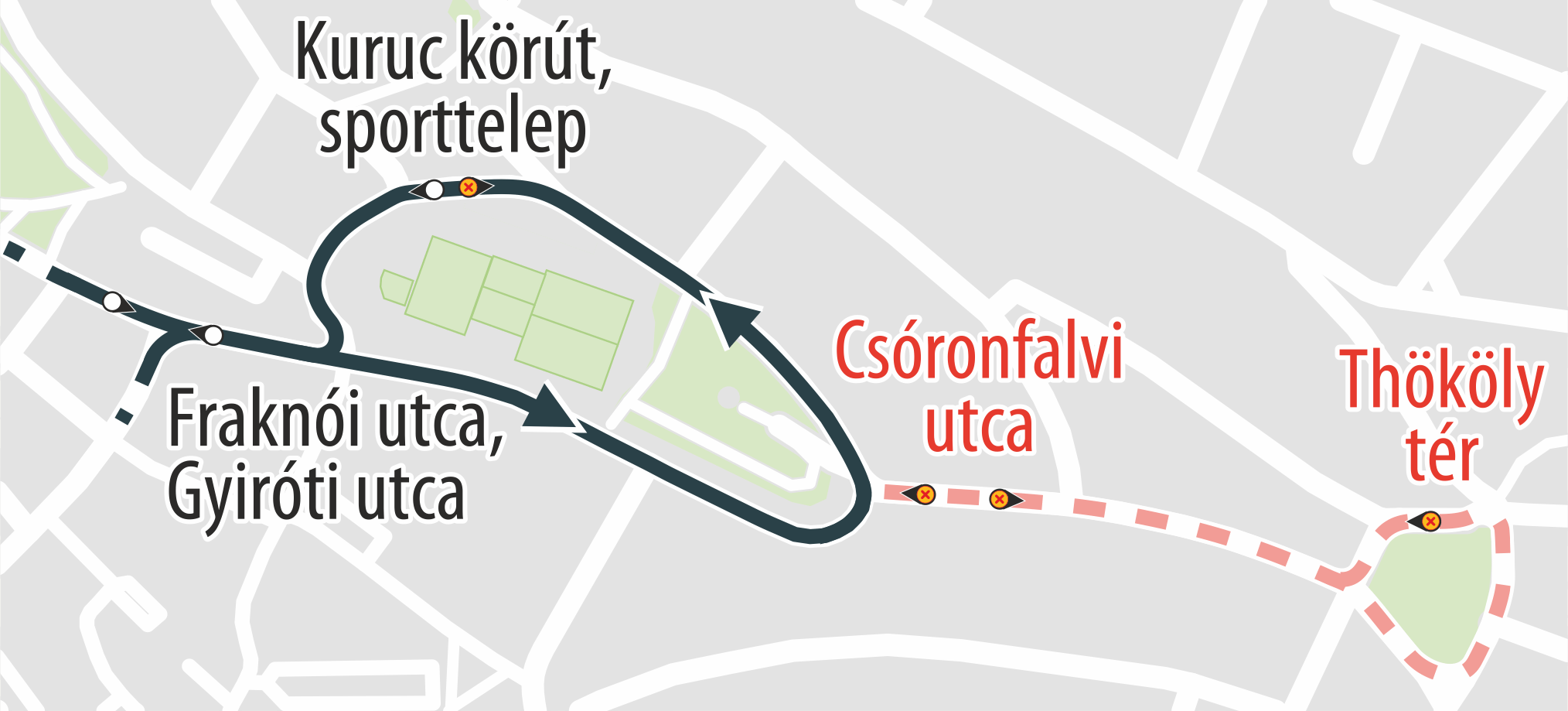 Sopronban munkálatok miatt lezárják a Thököly teret, ezért az autóbuszok rövidített útvonalon közlekednek.