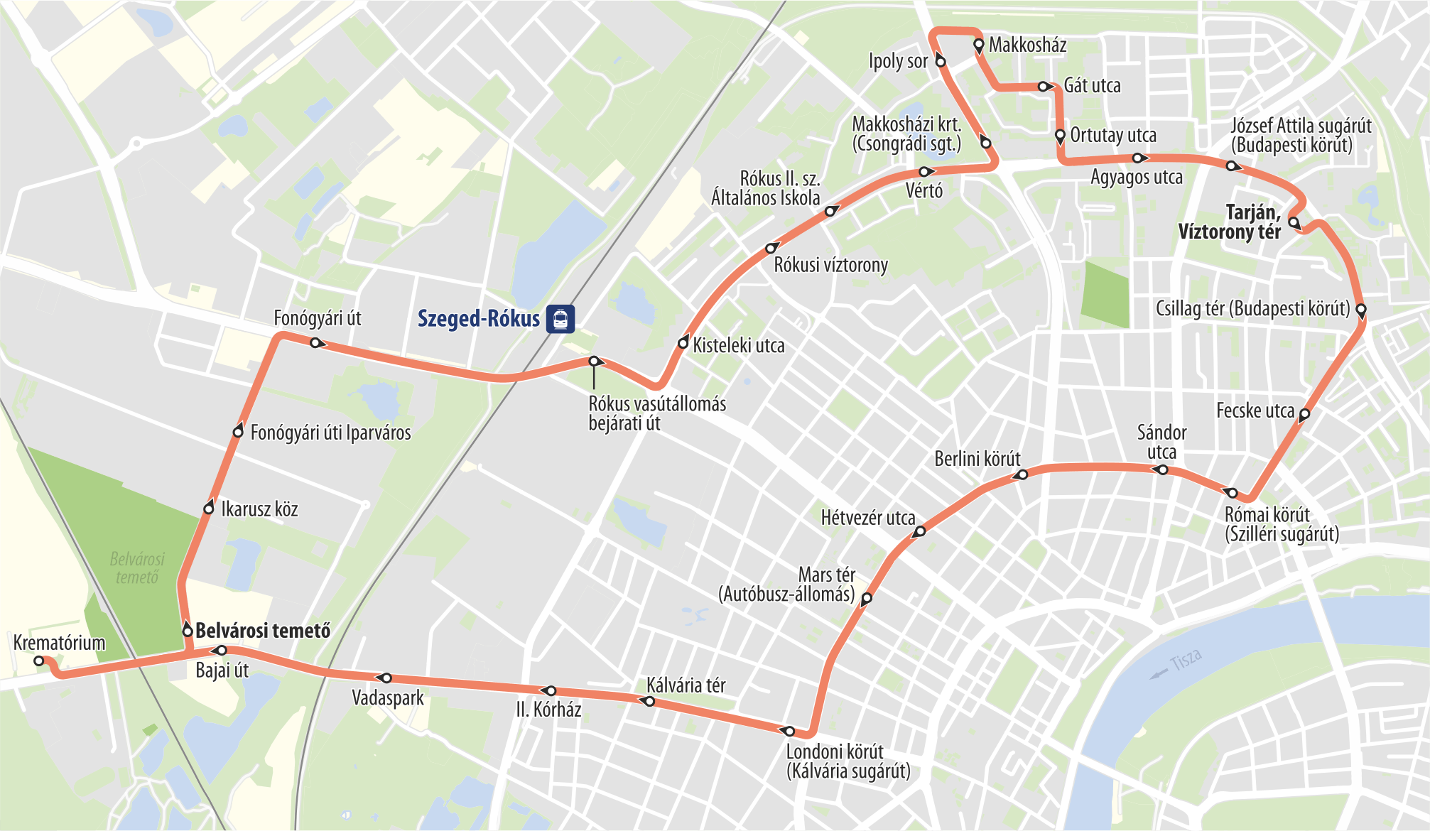 Térkép a temetői járatokról a Mars tér irányába  Térkép a temetői járatokról a Mars tér irányába