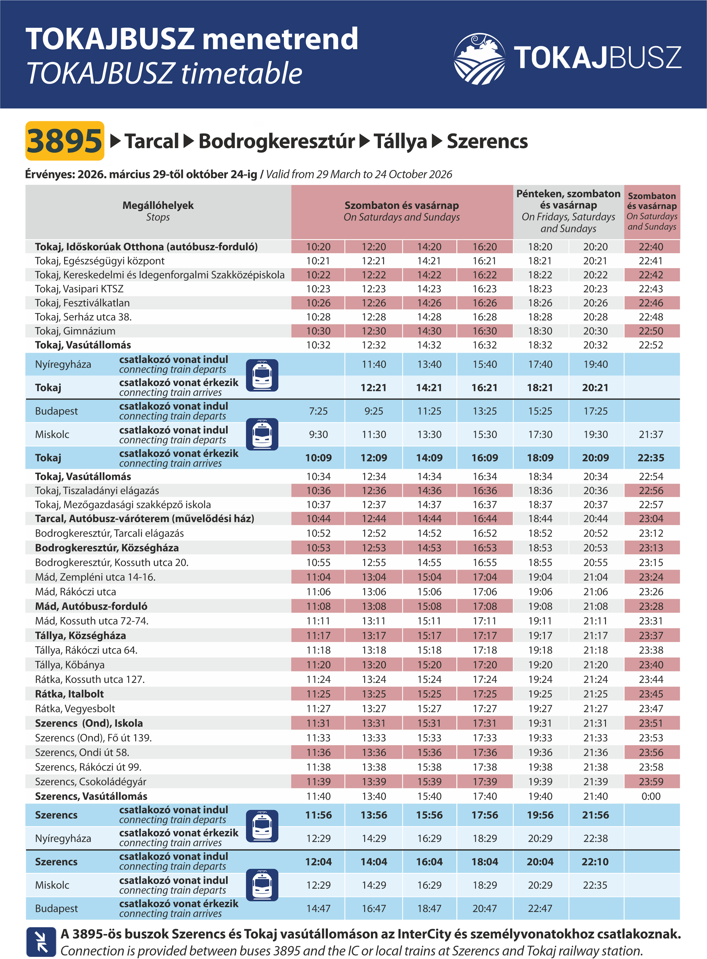 Tokajbusz - 3895, Szerencs felé