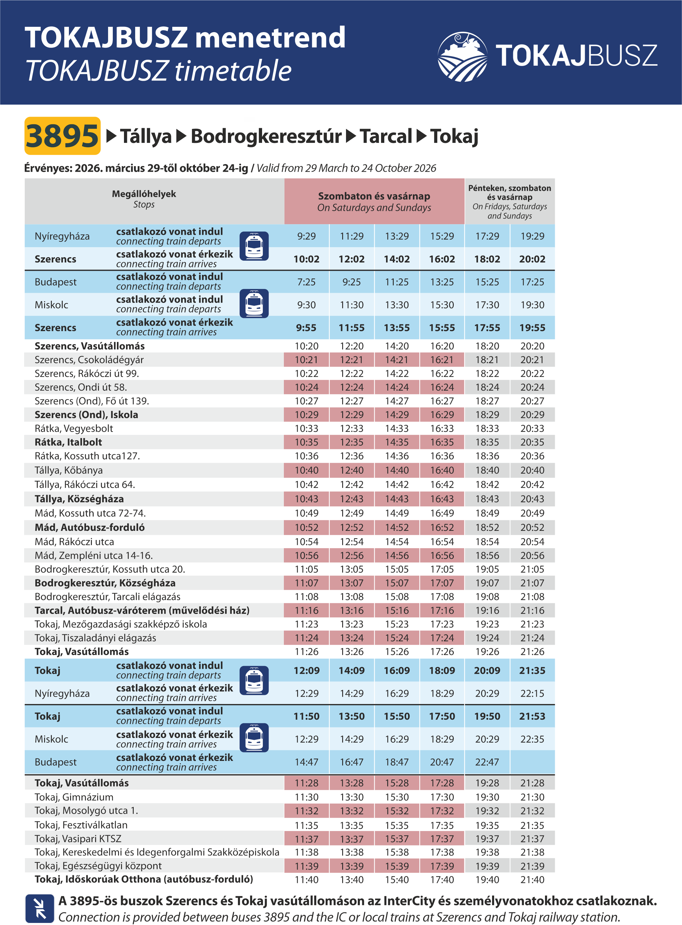 Tokajbusz - 3895, Tokaj felé